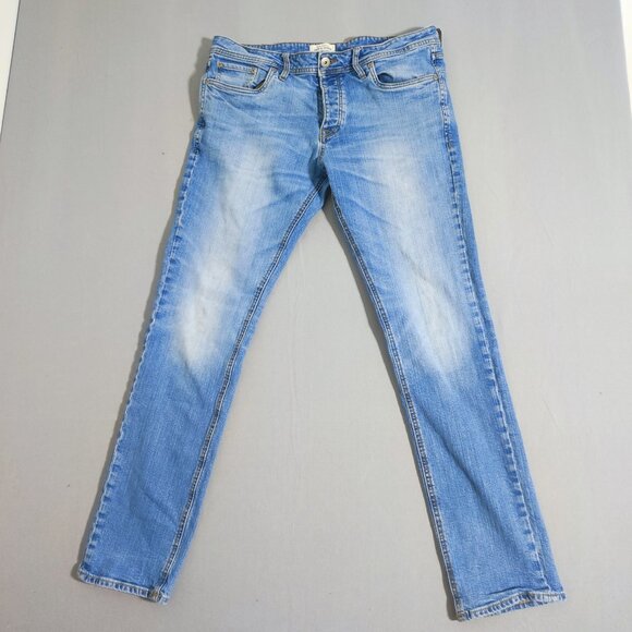 Jack & Jones Other - Jack & Jones jeans men's size 34X34 hard washed denim blue Slim fit straight